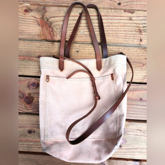 Madewell Handbags - Madewell Canvas Tote Bag with Leather Straps